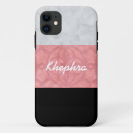 Capa Para iPhone 11 Cinza Rosa-Rosa-Rosa-Rosa, Aquarela E Nome