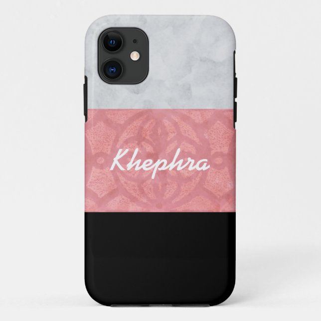 Capa Para iPhone 11 Cinza Rosa-Rosa-Rosa-Rosa, Aquarela E Nome (Verso)