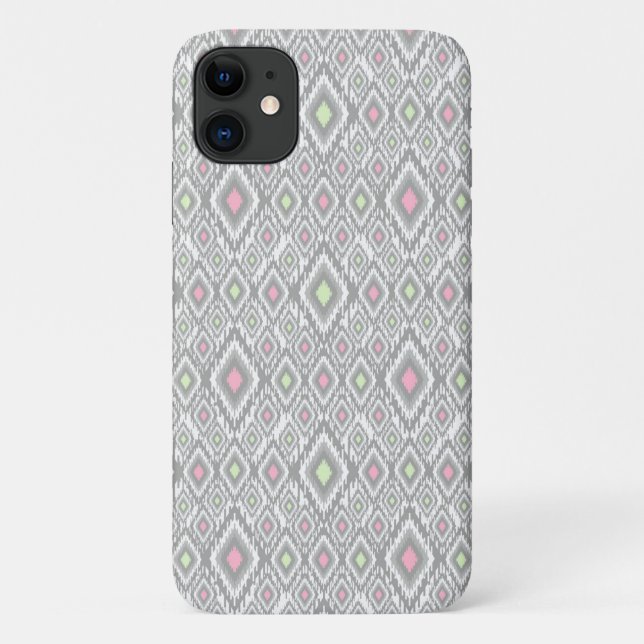 Capa Para iPhone 11 Cinza, verde, rosas, em branco (Verso)