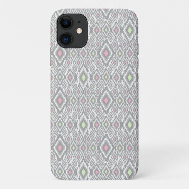 Capa Para iPhone 11 Cinza, verde, rosas, em branco (Verso)