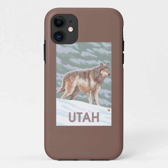 Capa Para iPhone 11 Cinza Wolf StandingUtah (Verso)