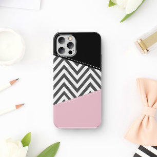 Capa Para iPhone 11 Cinza Zigzag, Cinza Chevron, Zigzag Patterno, Rosa