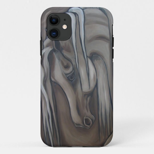 Capa Para iPhone 11 Cinzas árabes do cavalo (Verso)