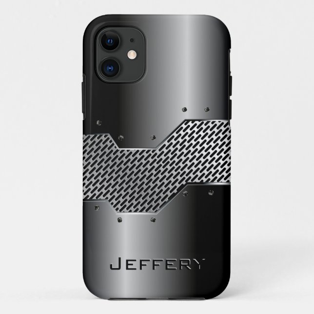 Capa Para iPhone 11 Cinzas Escuras Tons Metálicos Brilhados (Verso)