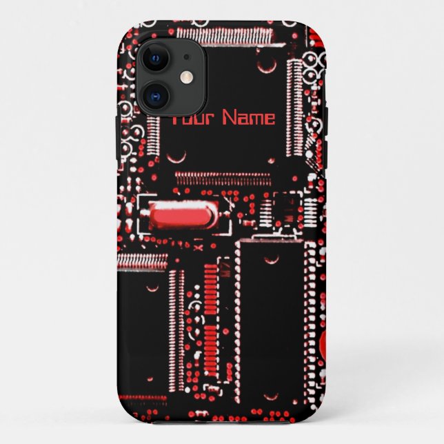 Capa Para iPhone 11 Circuit Red 2 iPhone 5 'Name' mal existe (Verso)