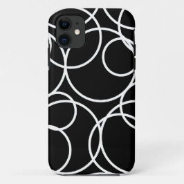 Capa Para iPhone 11 Círculos brancos geométricos Abstrato preto modern