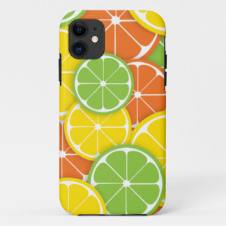 Capa Para iPhone 11 Círculos cor-de-laranja de limão-limão redondo suc