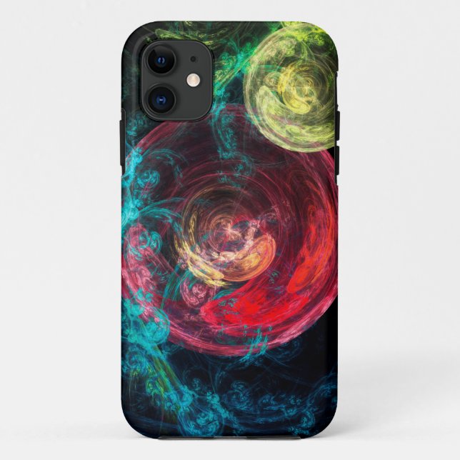 Capa Para iPhone 11 Círculos de Galáxia de Arte Abstrato (Verso)