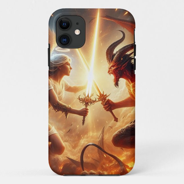 Capa Para iPhone 11 Clash Celestial: Vermelho e Dourado (Verso)