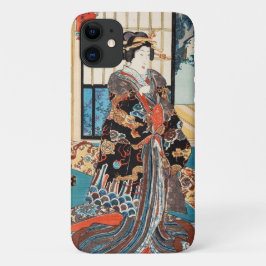 Capa Para iPhone 11 Clássica safra ukiyo-e geisha maiko