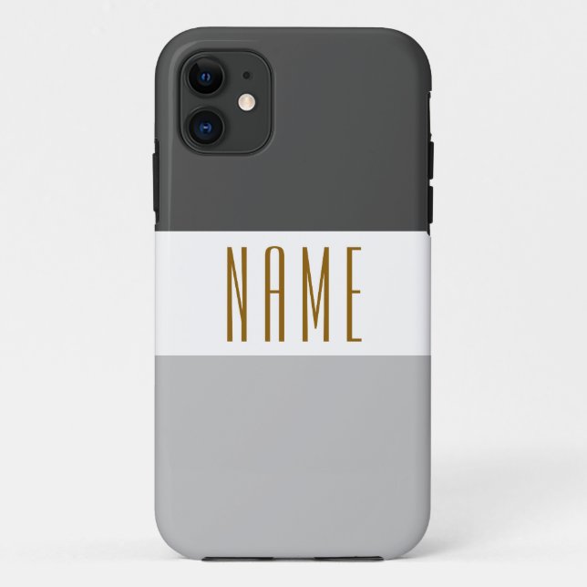 Capa Para iPhone 11 Clássico Chic Duas Cinzas de Tom White Stripes Alt (Verso)