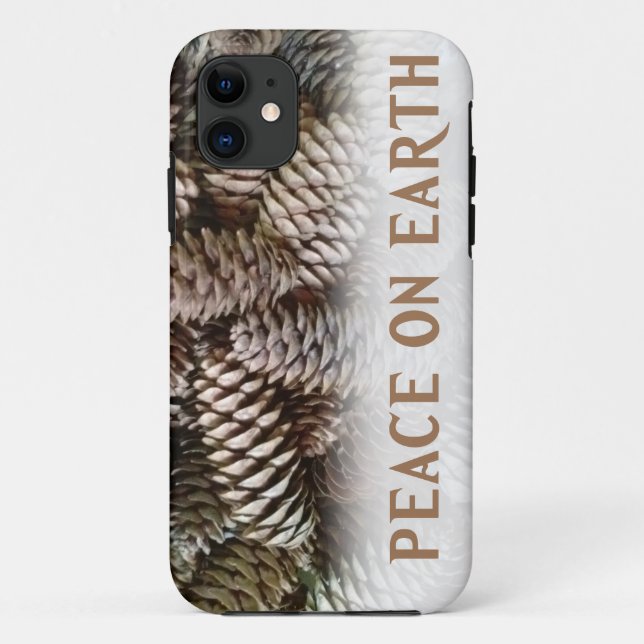 Capa Para iPhone 11 Clássico Pine Feriado Paz Cone na Terra (Verso)
