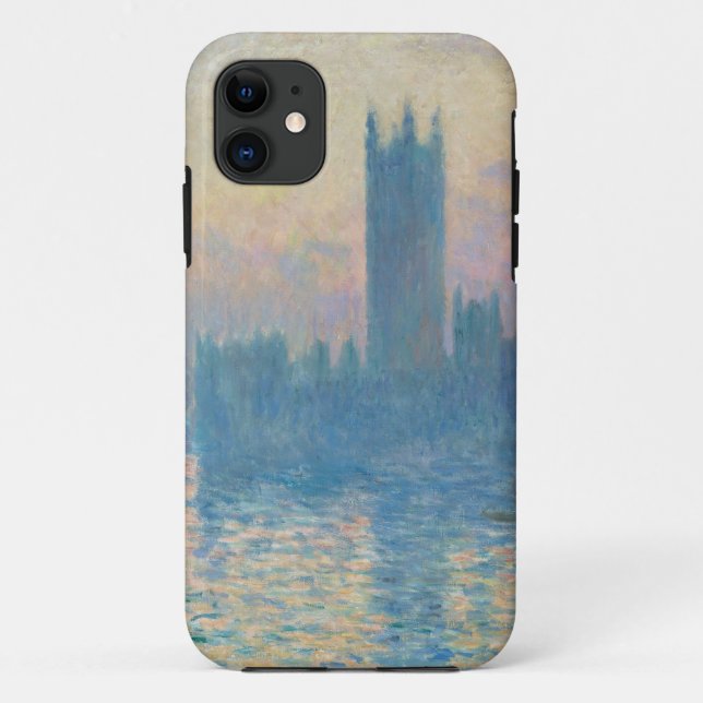 Capa Para iPhone 11 Claude Monet Casas do Parlamento Pôr do Sol (Verso)