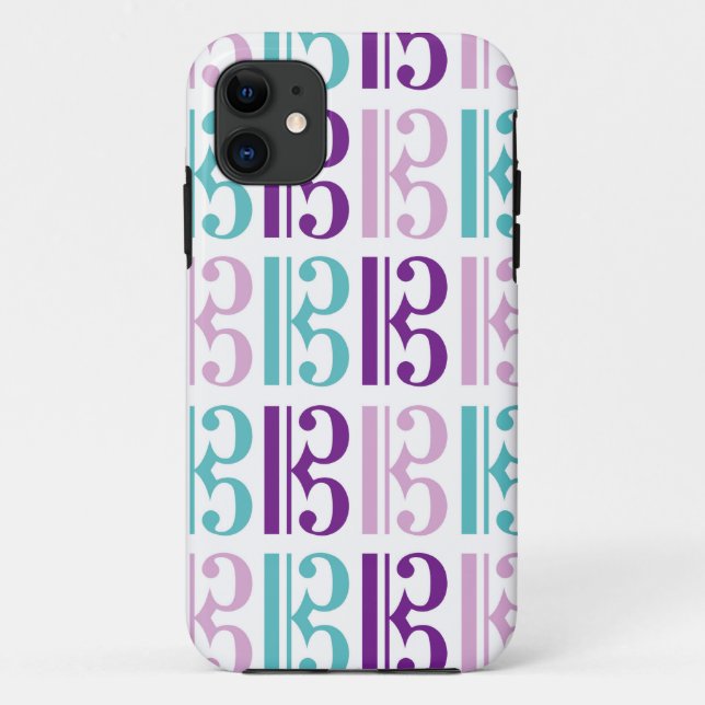 Capa Para iPhone 11 Clef de alto - roxo e cerceta (Verso)