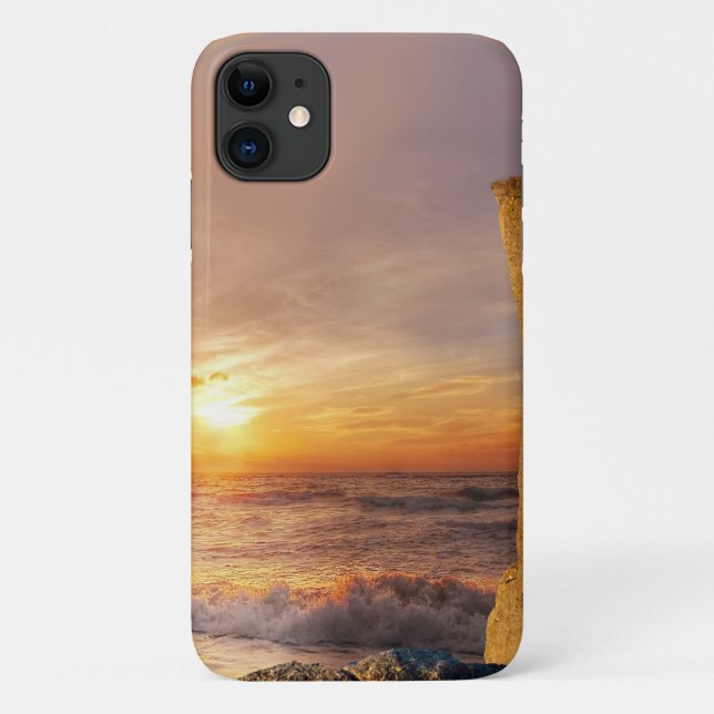 Capa Para iPhone 11 Cliff do Mar do Sol Set (Verso)