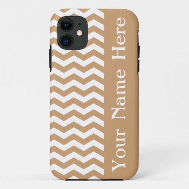 Capa Para iPhone 11 Clifton Beach Sand Wave Chevron com nome (Verso)