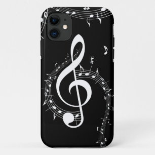 Capa Para iPhone 11 Clima G Clef White Music on Black