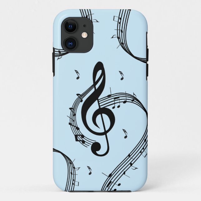 Capa Para iPhone 11 Climactic G Clef Music Blue (Verso)