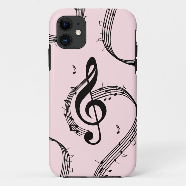 Capa Para iPhone 11 Climactic G Clef Music Pink (Verso)
