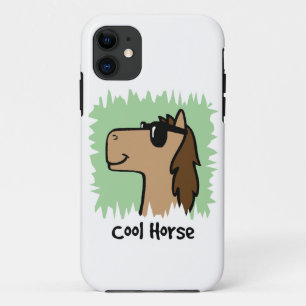 Capa Para iPhone 11 Clip Art de Desenho Animado Cavalo Legal Usando Óc
