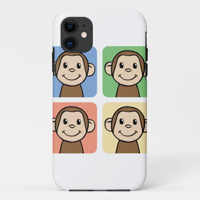 Capa Para iPhone 11 Clip Art de Desenho Animado com 4 Macacos Felizes (Verso)