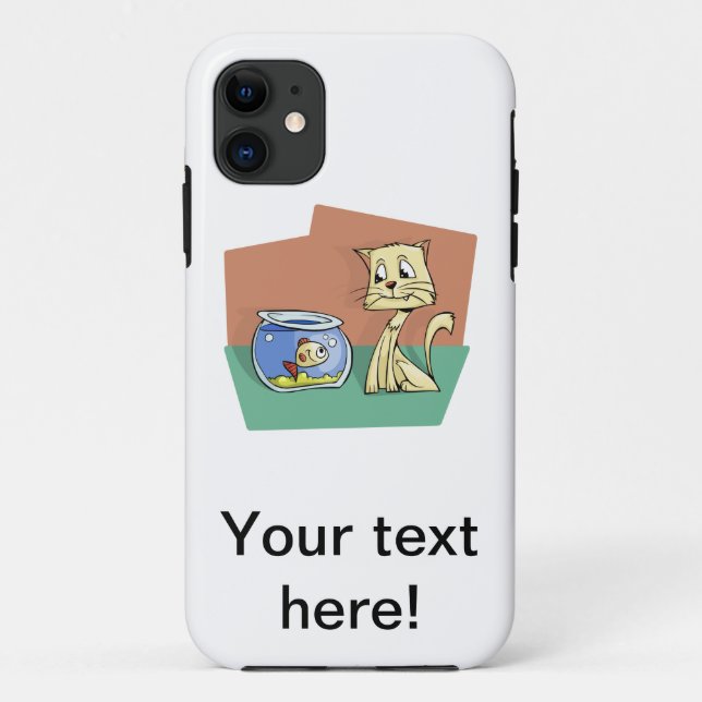 Capa Para iPhone 11 Clipe de gato e de tigela (Verso)
