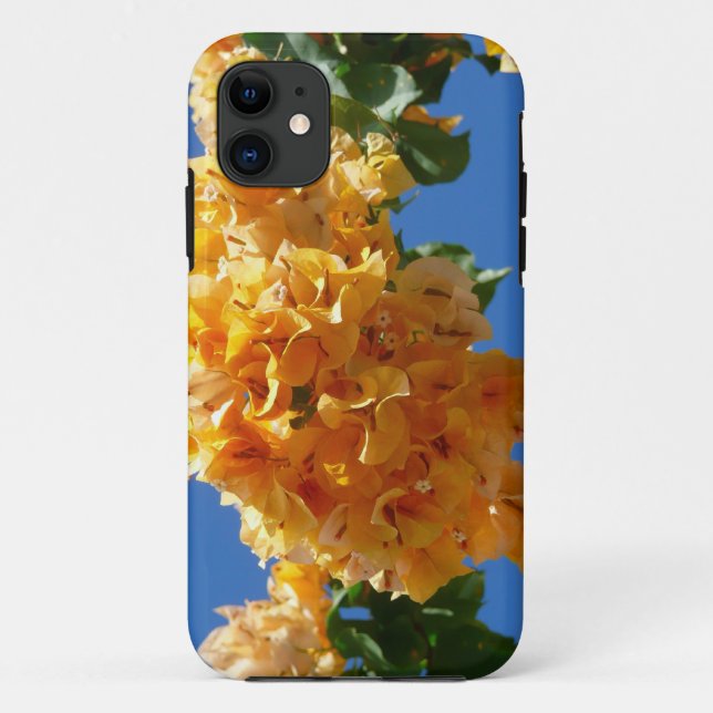 Capa Para iPhone 11 Cluster de Bougainvillea Floral Ouro (Verso)