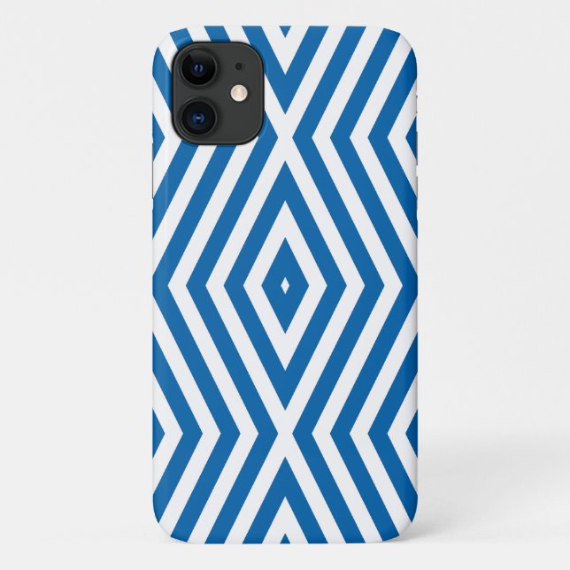 Capa Para iPhone 11 Cobalto Blue Moods Diamond Chevrons (Verso)