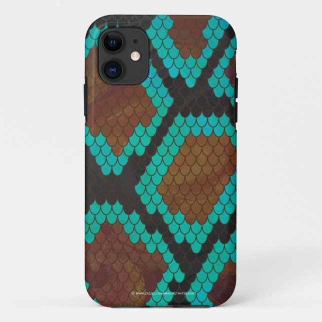 Capa Para iPhone 11 Cobra Brown e Teal Impressão (Verso)