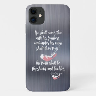 Capa Para iPhone 11 Cobrir com suas penas salmos Bíblia KJV Verso