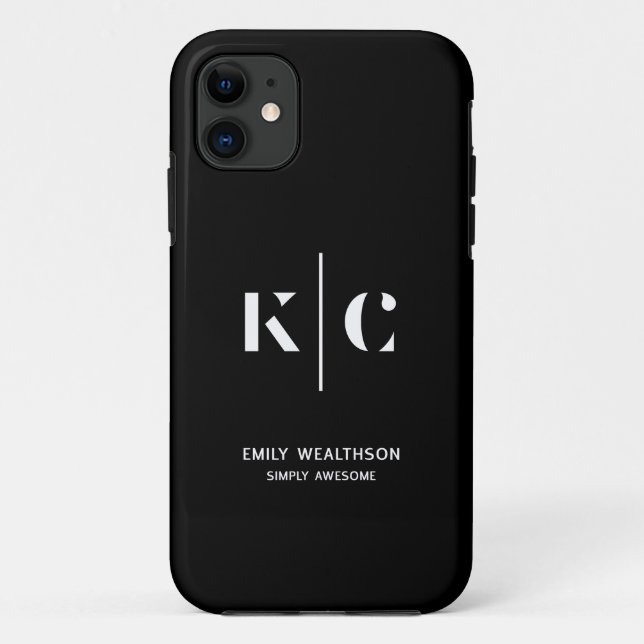 Capa Para iPhone 11 Código QR preto elegante e elegante (Verso)