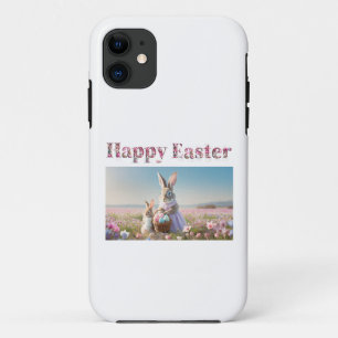 Capa Para iPhone 11 Coelhinho de Páscoa com Felz pascoa de Ovos de Pás