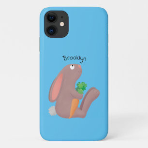 Capa Para iPhone 11 Coelho bonito sentado com desenho de cenoura