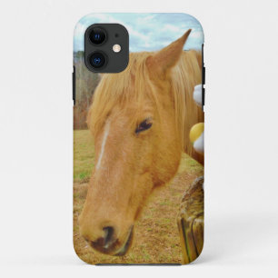 Capa Para iPhone 11 Coelho branco e cavalo amarelo loiro