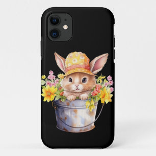 Capa Para iPhone 11 Coelho Gráfico Para Meninas Floral Época da Primav