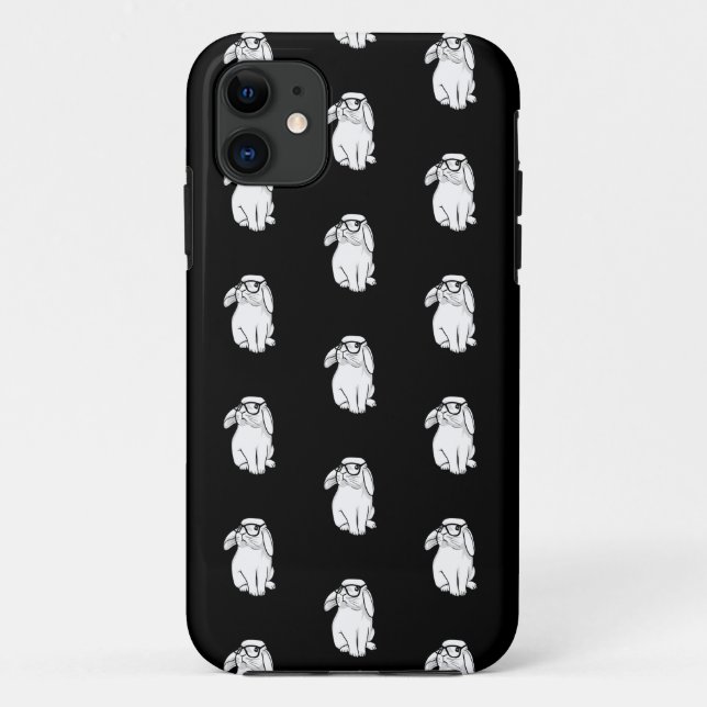 Capa Para iPhone 11 Coelho Hipster Coelho Engraçado Com Óculos Animaçã (Verso)