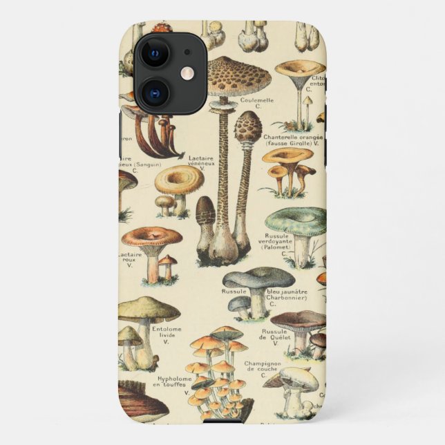 Capa Para iPhone 11 Cogumelos e fungos Vintage (Verso)
