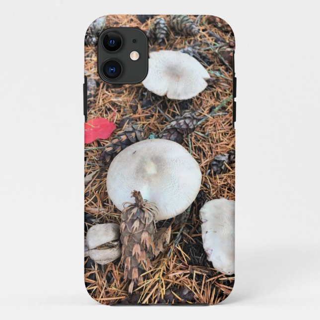 Capa Para iPhone 11 Cogumelos e pinheiros (Verso)