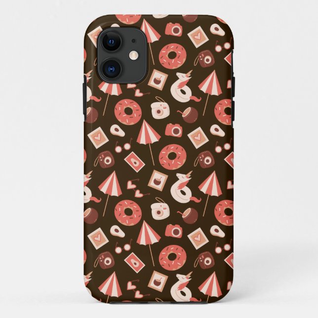 Capa Para iPhone 11 Coisas de Verão Chocolate Castanho Fundo (Verso)