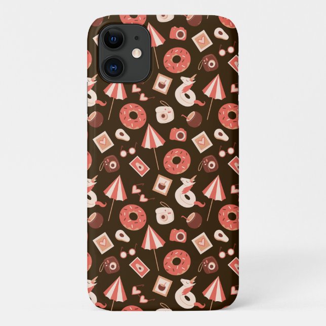 Capa Para iPhone 11 Coisas de Verão Chocolate Castanho Fundo (Verso)