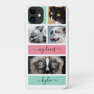 Capa Para iPhone 11 Colagem de Fotografias Mint Pink Personalizado