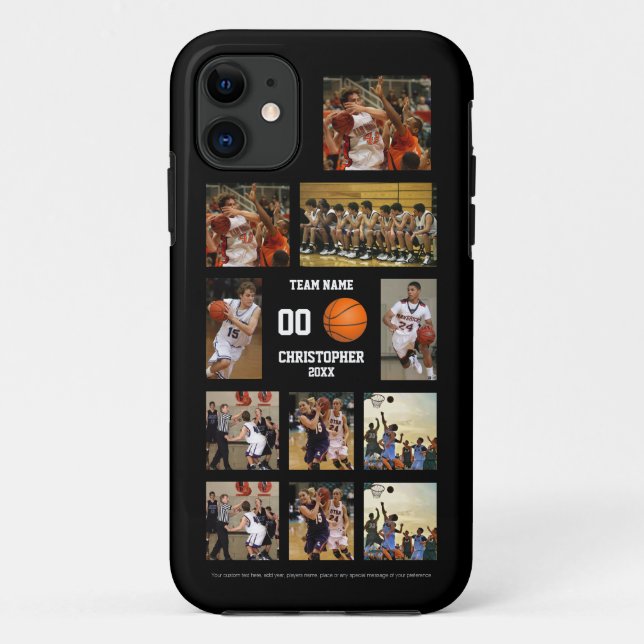 Capa Para iPhone 11 Colagem de Fotos 11 no basquetebol - preto persona (Verso)