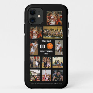 Capa Para iPhone 11 Colagem de Fotos de Basquete Preto