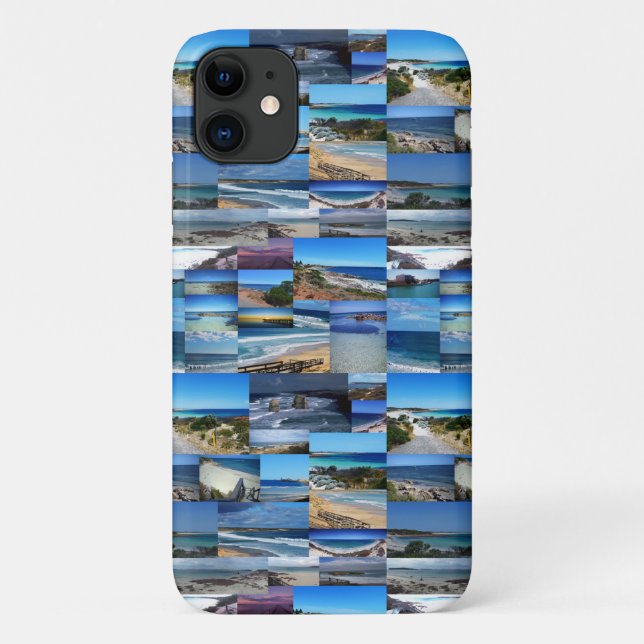 Capa Para iPhone 11 Colagem de Fotos de Praia, (Verso)
