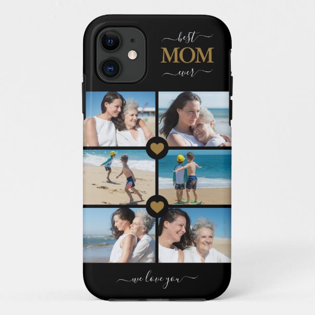 Capa Para iPhone 11 Colagem de Fotos Moderna Melhor Mãe Nunca Mãe Negr (Verso)