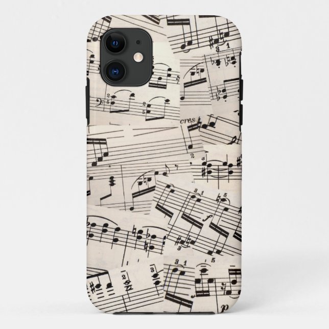 Capa Para iPhone 11 Colagem de Música de Folha (Verso)