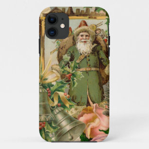 Capa Para iPhone 11 Colagem de Natal do Velho Mundo do Papai Noel Verd