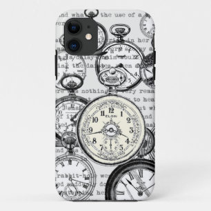 Capa Para iPhone 11 Colagem de Relógio de Bolso Vitoriano Alice no Paí