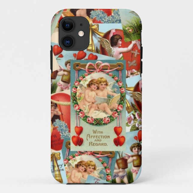 Capa Para iPhone 11 Colagem de valentines antigos (Verso)