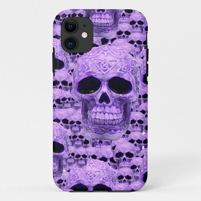 Capa Para iPhone 11 Colagem do crânio roxo celta (Verso)